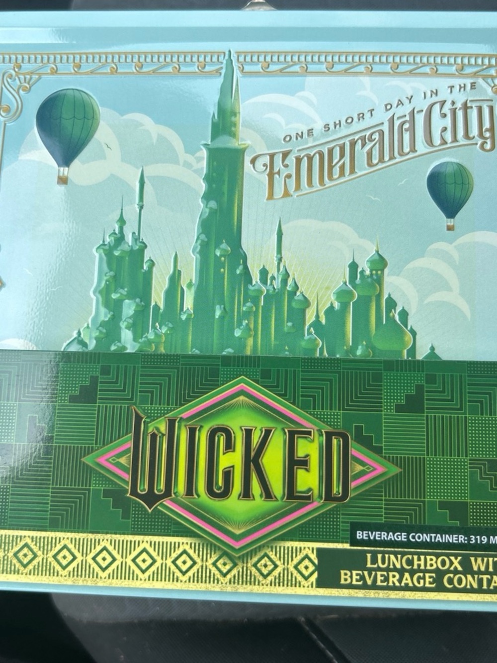 Wicked Emerald City Kids Lunchbox in Green with Gold Accents